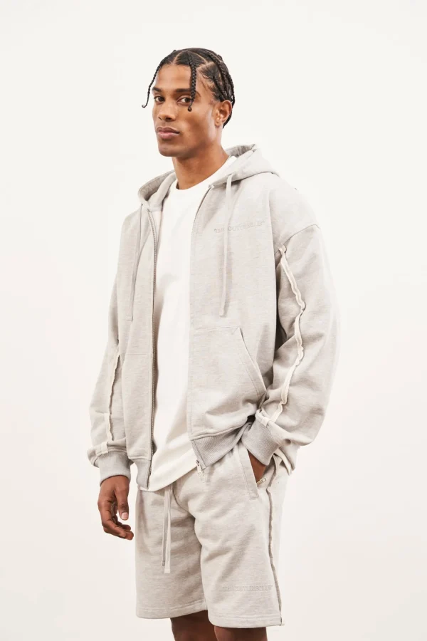 The Couture Club Twinsets-Raw Seam Zip Through Hoodie