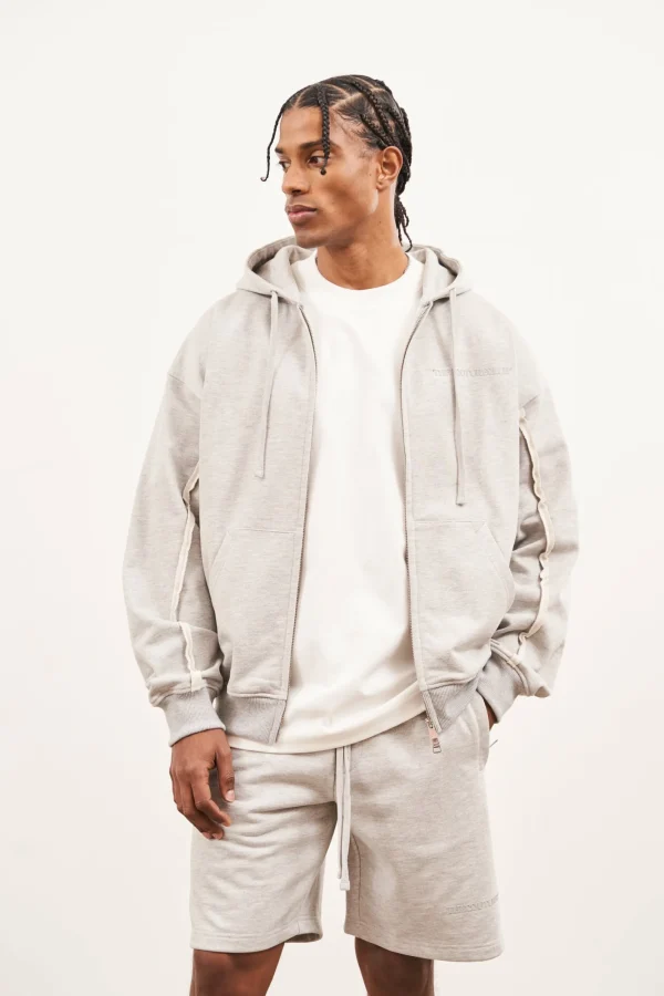 The Couture Club Twinsets-Raw Seam Zip Through Hoodie