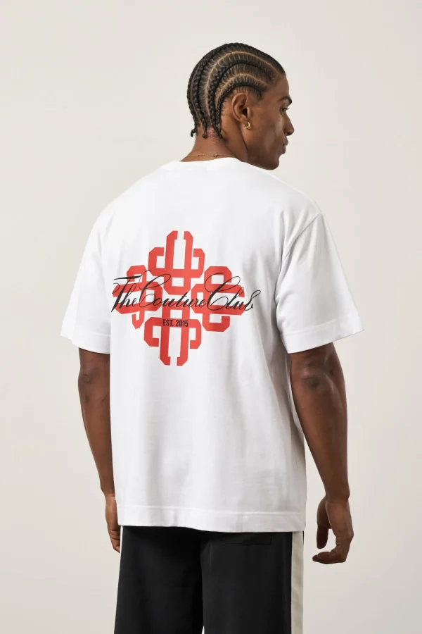 The Couture Club T-Shirts-Repeat Emblem Script Relaxed T-Shirt