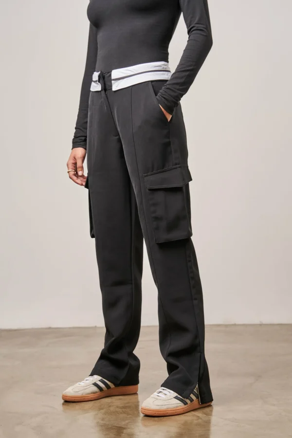 The Couture Club Bottoms-Reverse Waistband Smart Cargo Trouser