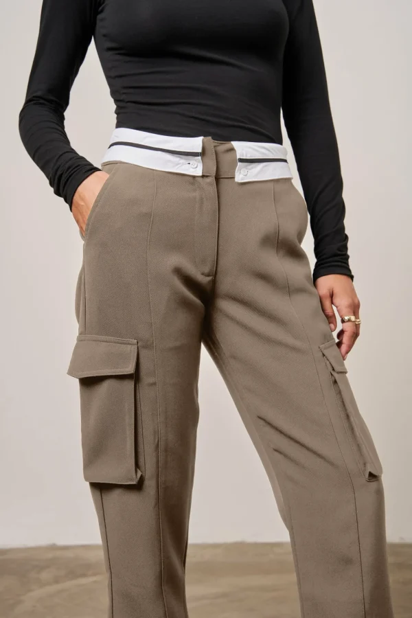 The Couture Club Bottoms-Reverse Waistband Smart Cargo Trouser