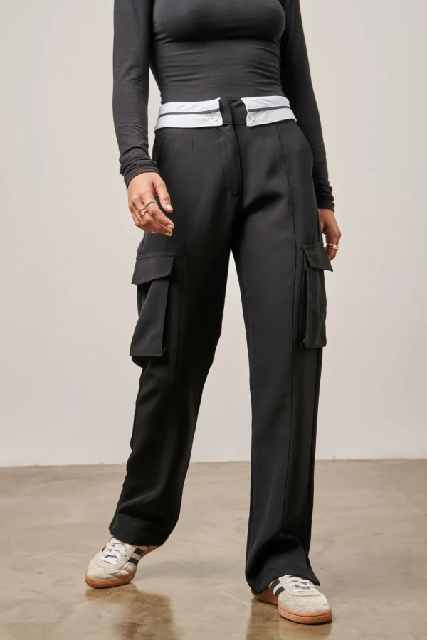 The Couture Club Bottoms-Reverse Waistband Smart Cargo Trouser