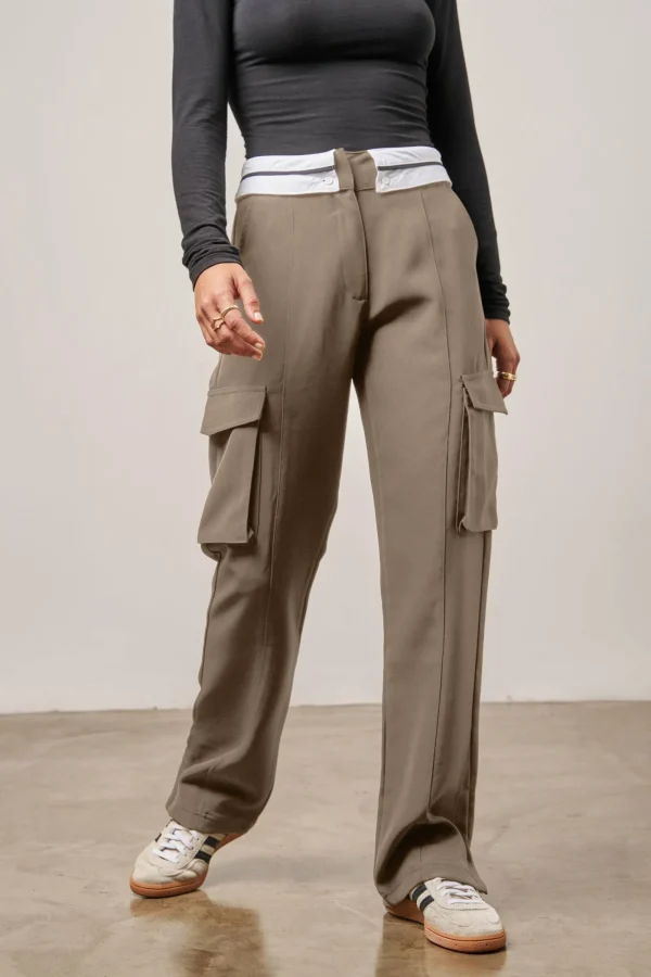 The Couture Club Bottoms-Reverse Waistband Smart Cargo Trouser