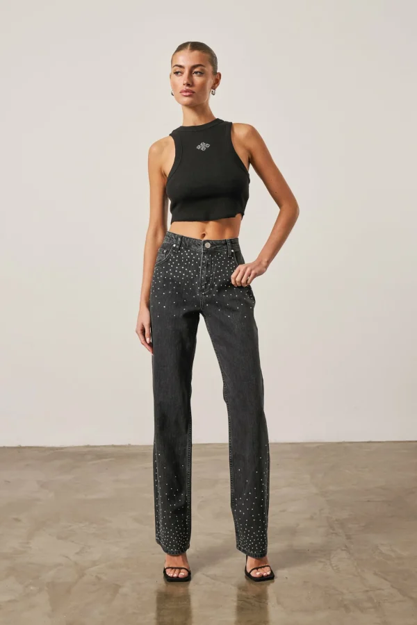 The Couture Club Tops-Rhinestone Emblem Sculpting Vest
