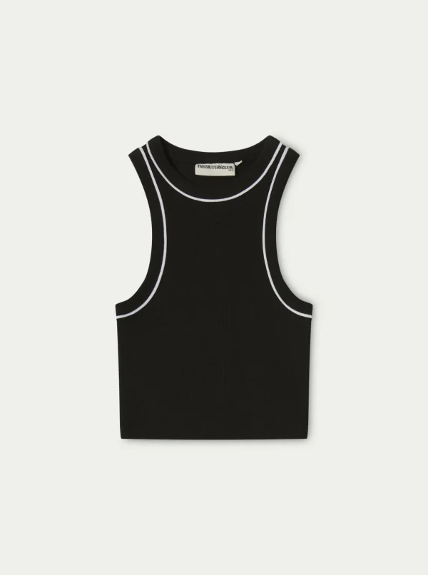 The Couture Club Tops-Rib Piped Racer Crop Top