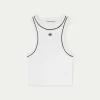 The Couture Club Tops-Rib Piped Racer Crop Top