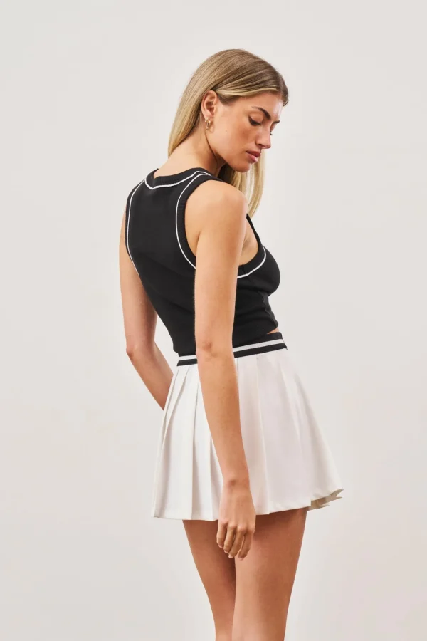 The Couture Club Tops-Rib Piped Racer Crop Top