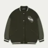 The Couture Club Coats & Jackets-Satin Sleeve Oversized Varsity Jacket