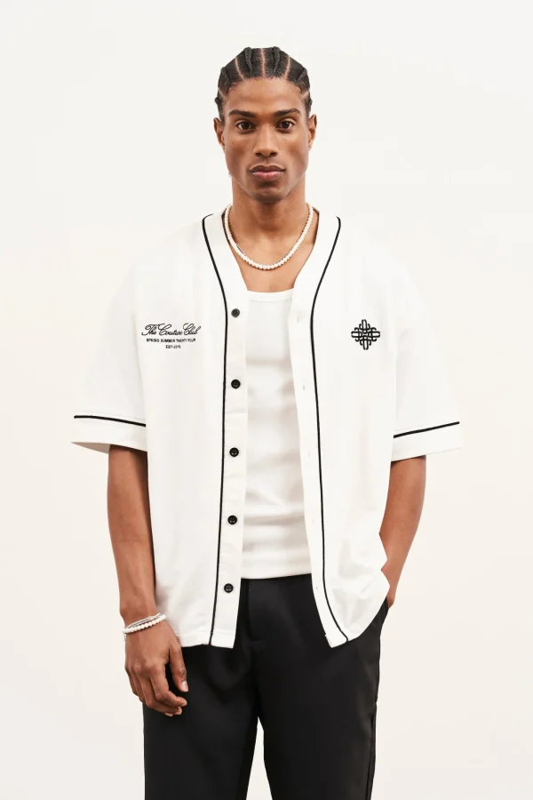 The Couture Club T-Shirts-Script Jersey Baseball Shirt