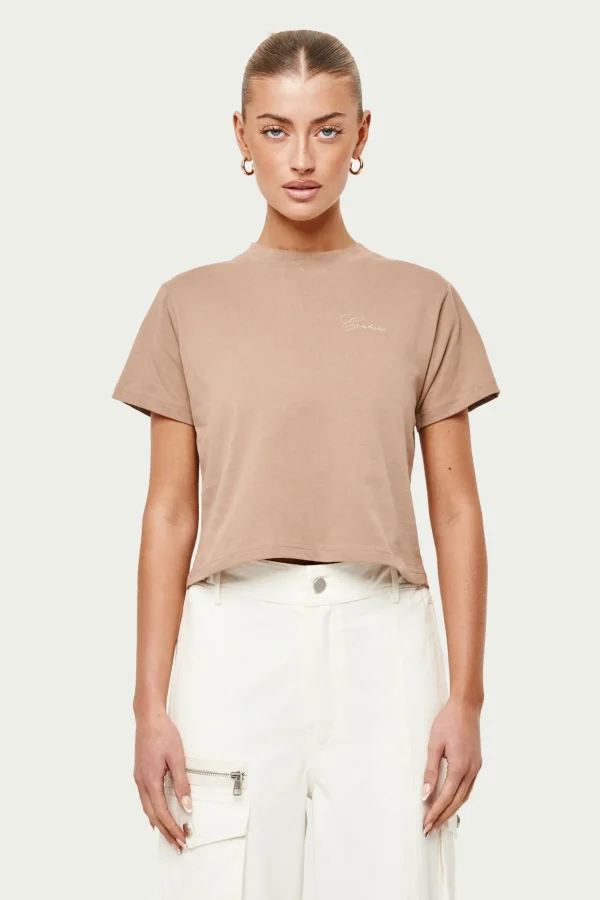 The Couture Club T-Shirts-Script Vintage Cropped T-Shirt