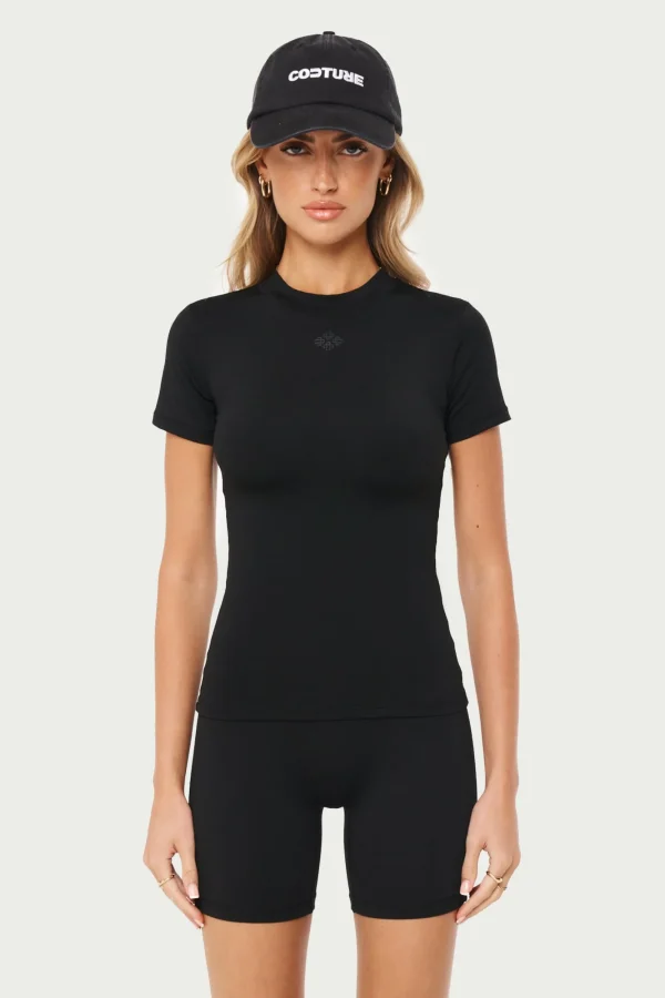 The Couture Club T-Shirts-Sculpting Stretch Emblem Baby Tee