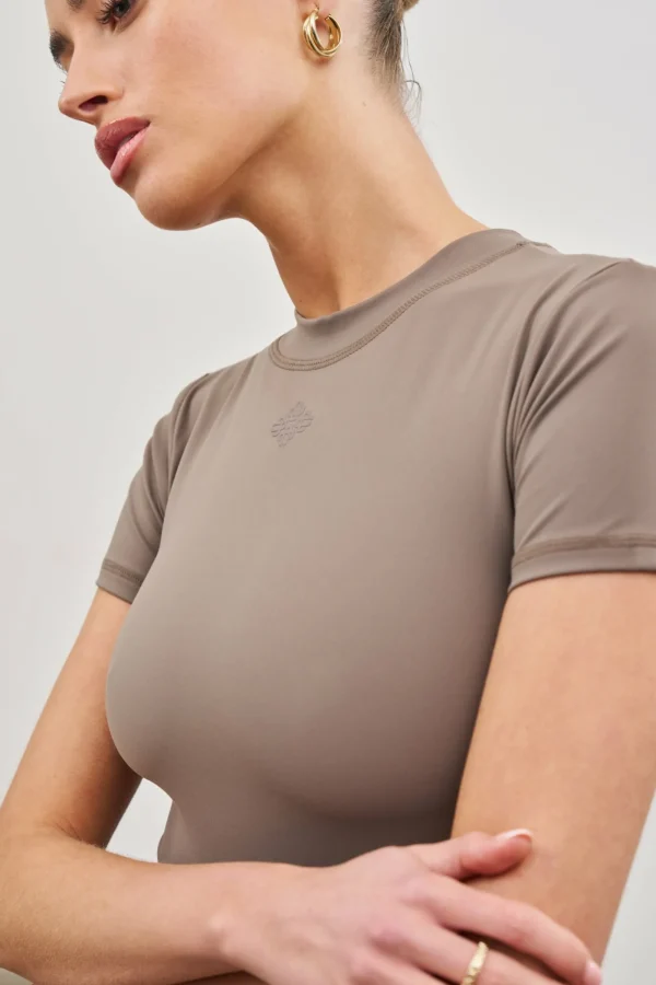 The Couture Club Tops-Sculpting Stretch Emblem Baby Tee