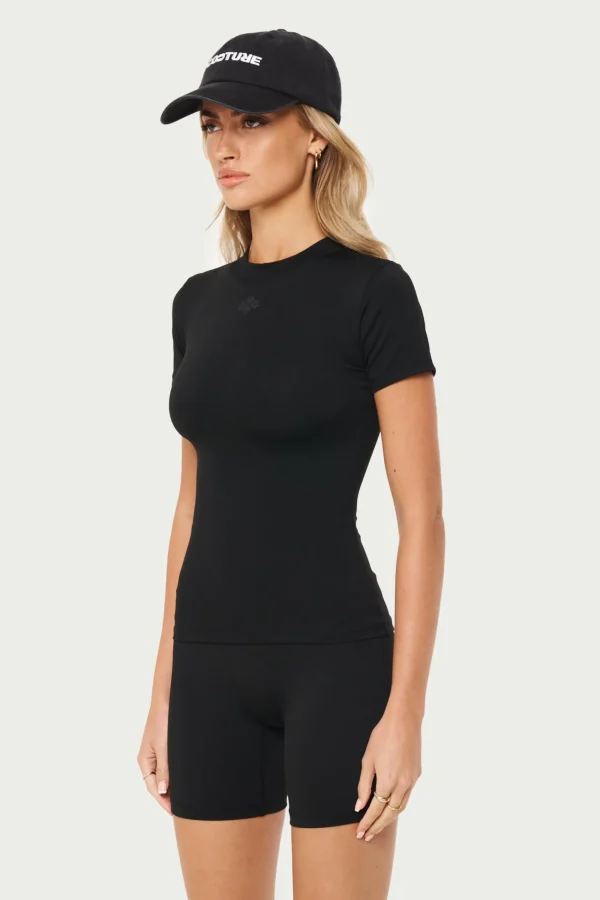 The Couture Club T-Shirts-Sculpting Stretch Emblem Baby Tee