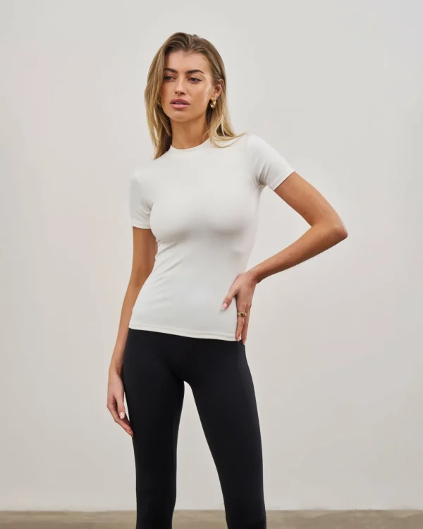 The Couture Club T-Shirts-Sculpting Stretch Emblem Baby Tee