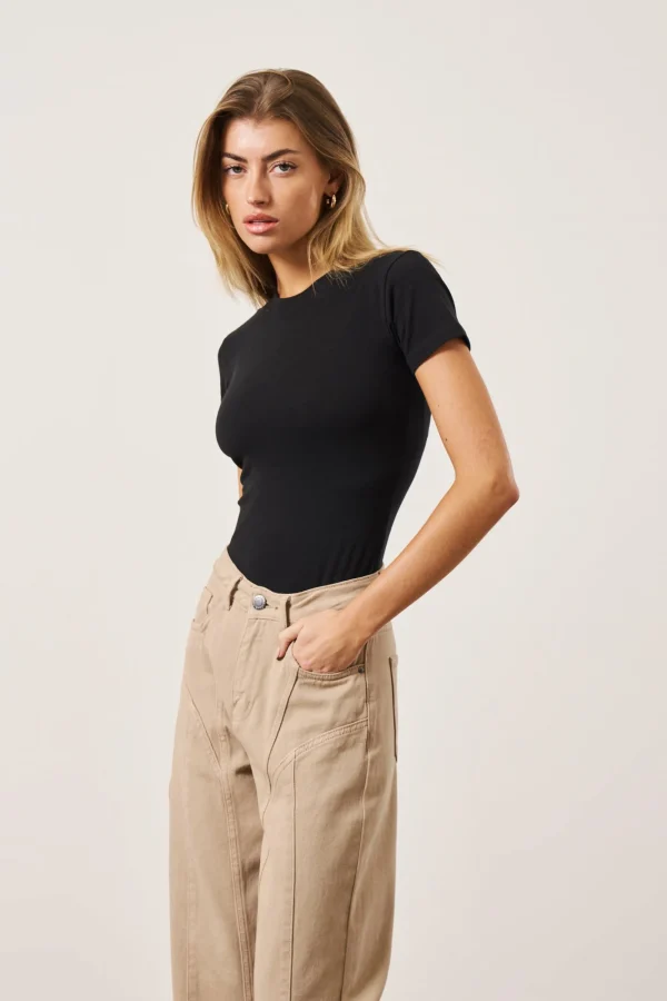 The Couture Club Tops-Short Sleeve Fitted Bodysuit