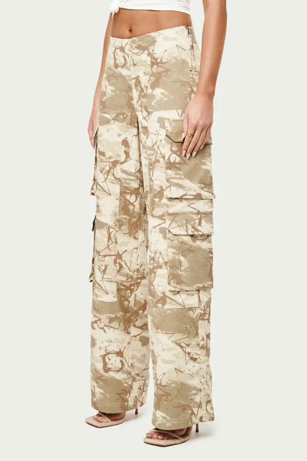 The Couture Club Bottoms-Side Zip Camo Cargo Pants