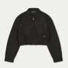 The Couture Club Co-Ords & Sets-Suede Cropped Carpenter Bomber Jacket