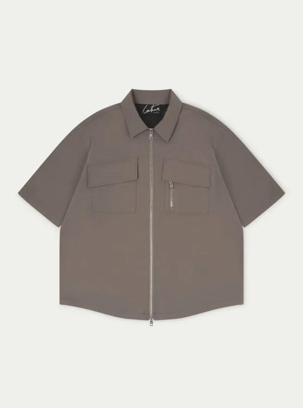 The Couture Club Twinsets-Technical Heavyweight Zip Overshirt