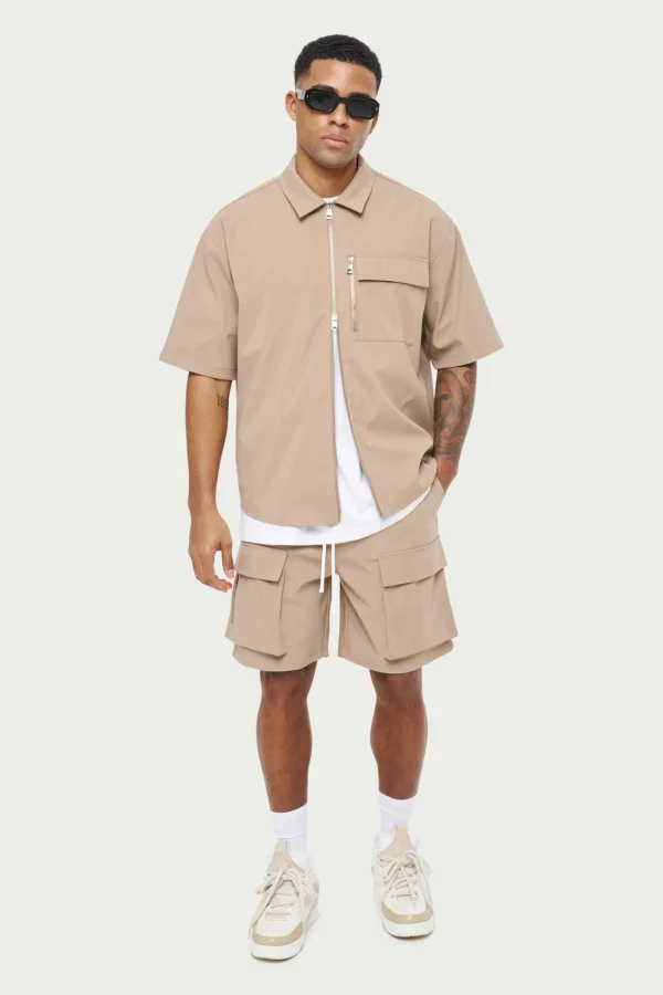 The Couture Club Twinsets-Technical Heavyweight Zip Overshirt