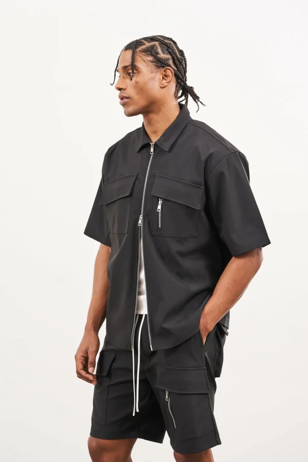 The Couture Club Twinsets-Technical Heavyweight Zip Overshirt