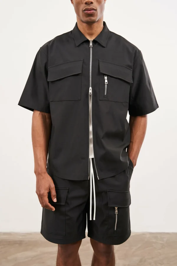 The Couture Club Twinsets-Technical Heavyweight Zip Overshirt