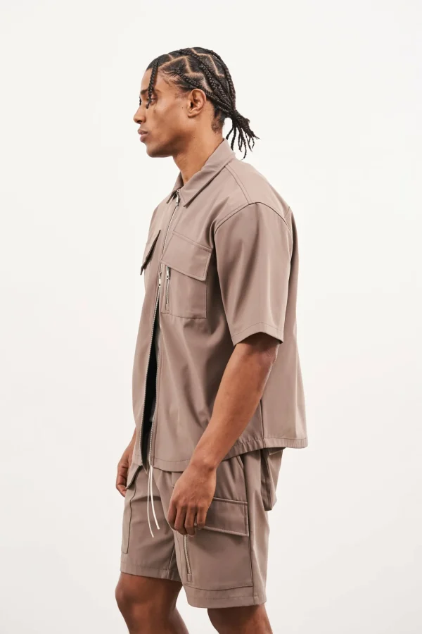 The Couture Club Twinsets-Technical Heavyweight Zip Overshirt