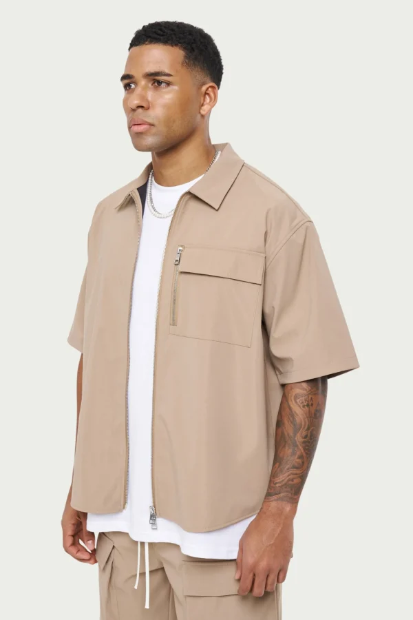 The Couture Club Twinsets-Technical Heavyweight Zip Overshirt