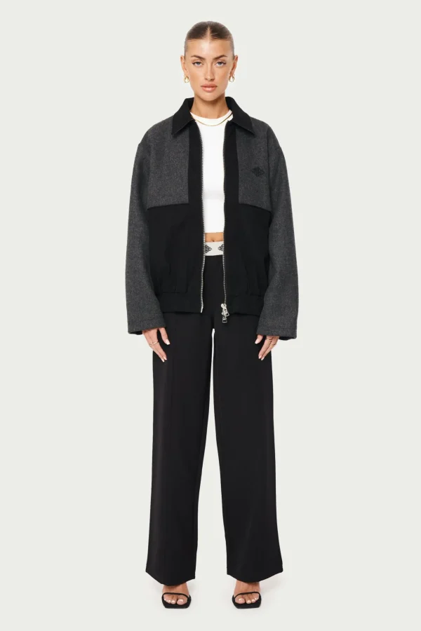 The Couture Club Coats & Jackets-Tweed Panelled Bomber Jacket