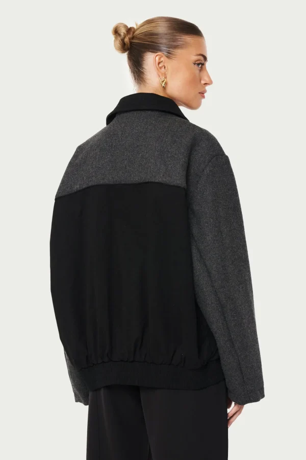 The Couture Club Coats & Jackets-Tweed Panelled Bomber Jacket