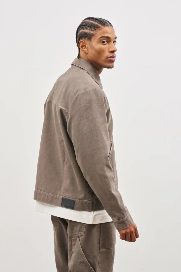 The Couture Club Twinsets-Twill Rivet Detail Carpenter Jacket