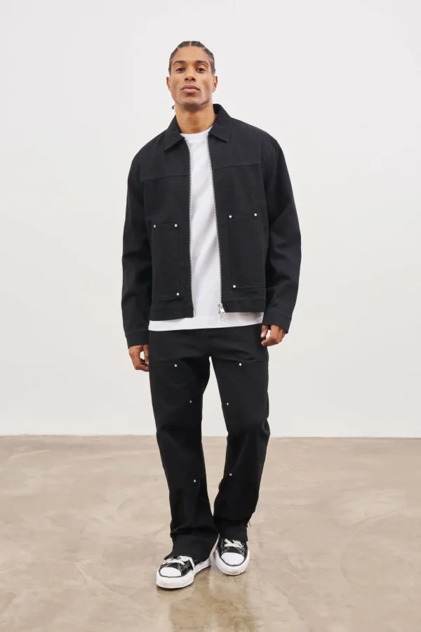 The Couture Club Twinsets-Twill Rivet Detail Carpenter Jacket