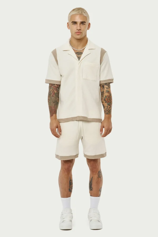 The Couture Club Shirts-Waffle Tonal Textured Shirt