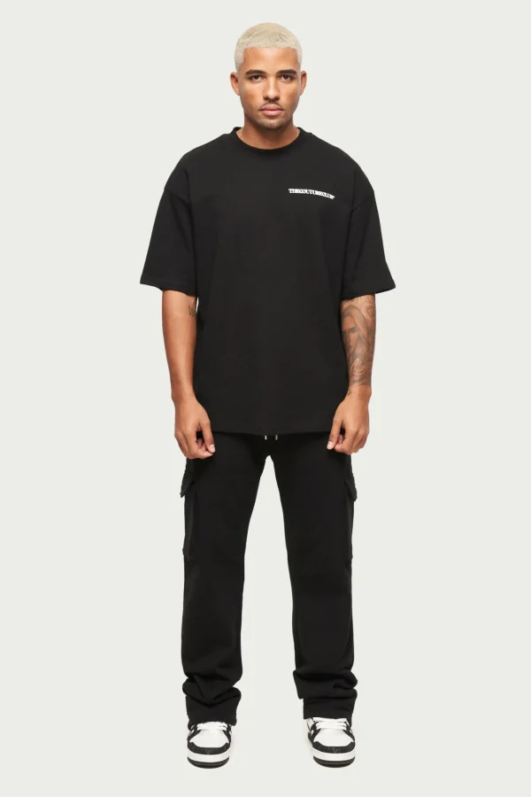 The Couture Club Cargo Pants-Zip Detail Wide Leg Jersey Cargo Joggers